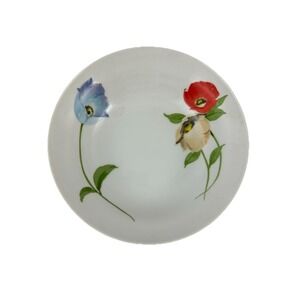 Rhapsody Antoinette Fine China Serving Bowl Flowers ~9" White Red Blue Green